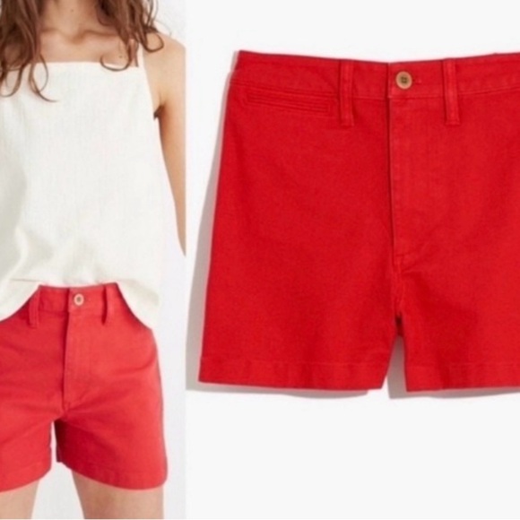 Madewell Cotton Canvas Jean Shorts Americana Red - Size 26 . Great concept! - Picture 1 of 12